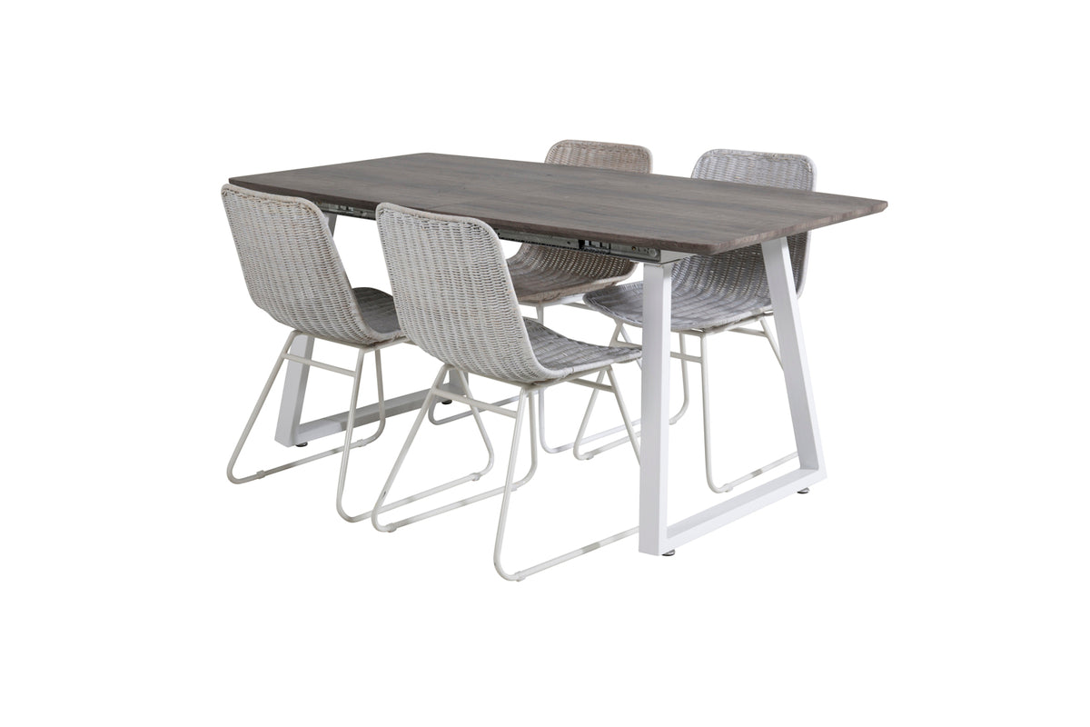 Dining Chair 2-pack White + Rectangular Dining Table 75 x 160 x 85 Nature