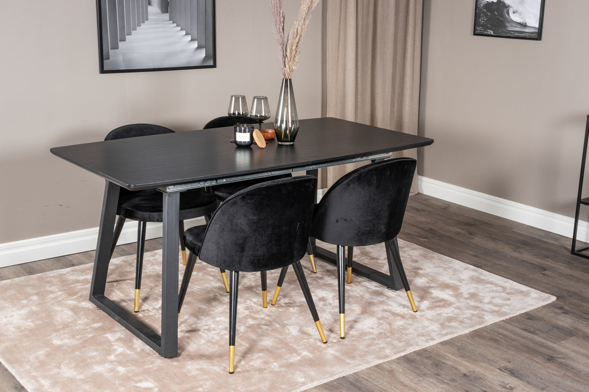 Dining Chair 2-pack Black + Rectangular Dining Table 75 x 160 x 85 Black