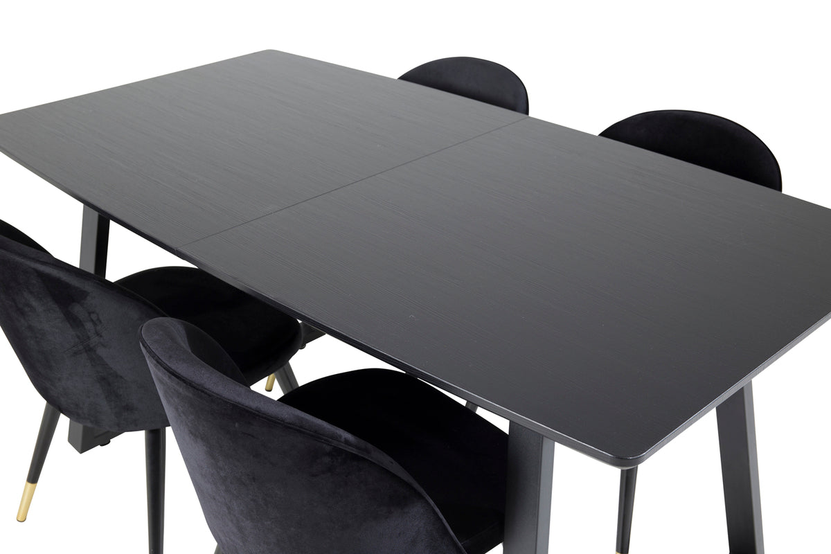 Dining Chair 2-pack Black + Rectangular Dining Table 75 x 160 x 85 Black