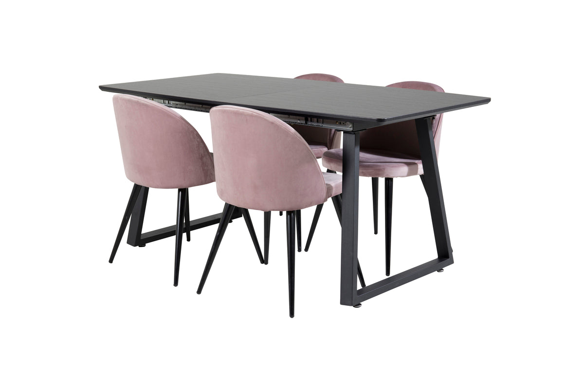 Dining Chair 2-pack Dusty Pink + Rectangular Dining Table 75 x 160 x 85 Black