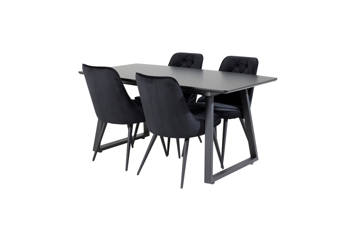 Rectangular Dining Table 75 x 160 x 85 Black + Dining Chair 2-pack Black