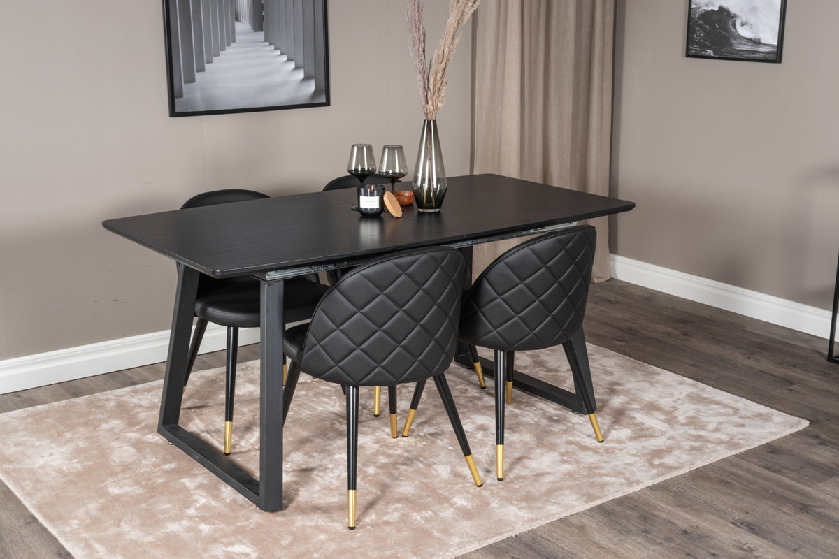 Dining Chair 2-pack Black + Rectangular Dining Table 75 x 160 x 85 Black