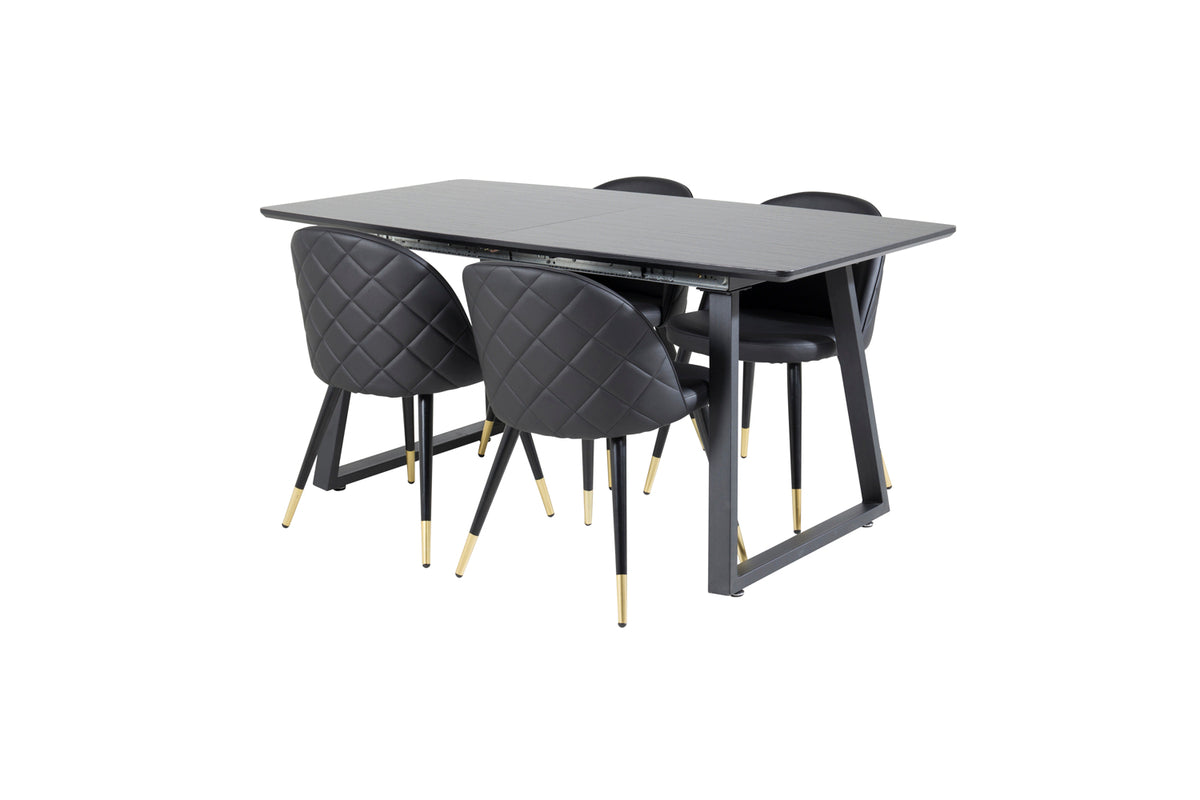 Dining Chair 2-pack Black + Rectangular Dining Table 75 x 160 x 85 Black