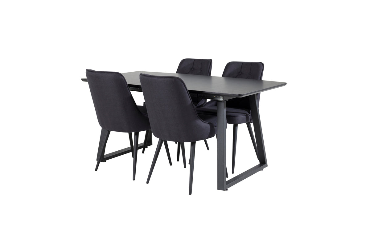 Rectangular Dining Table 75 x 160 x 85 Black + Dining Chair 2-pack Black