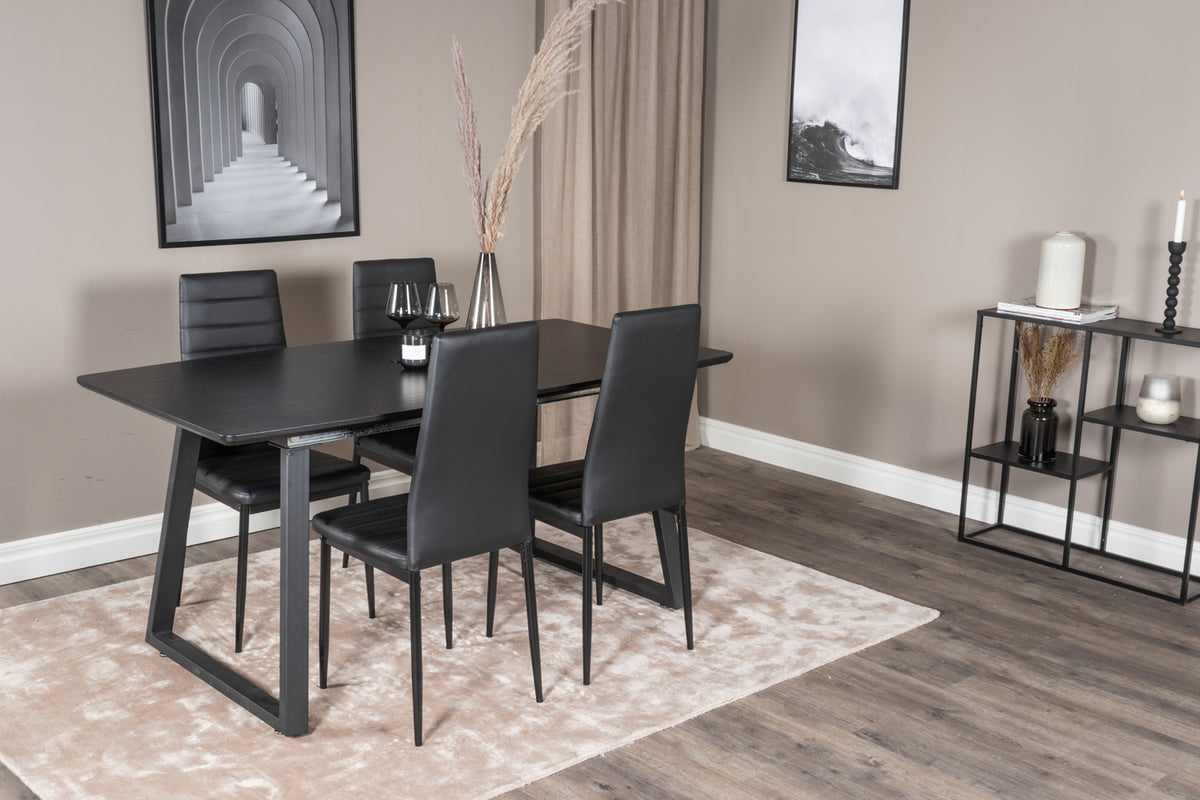 Dining Chair 2-pack Black + Rectangular Dining Table 75 x 160 x 85 Black