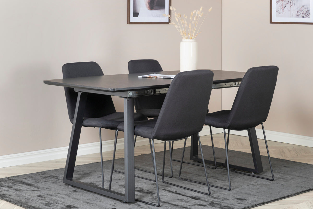 Dining Chair 2-pack Black + Rectangular Dining Table 75 x 160 x 85 Black