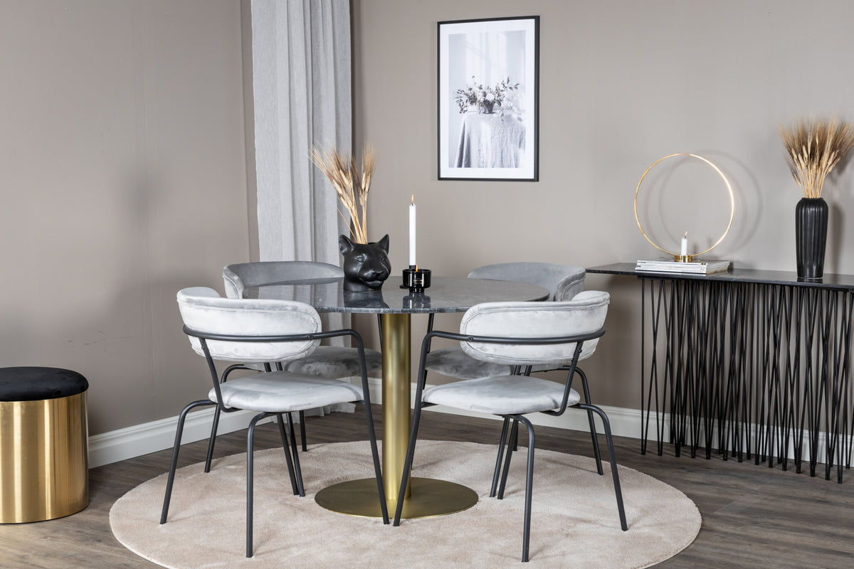 Dining Chair 2-pack Grey + Round Dining Table ø106 Dark Grey