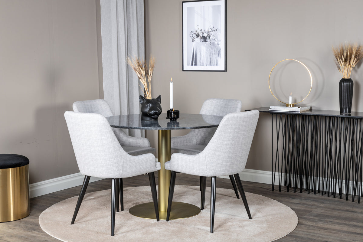 Dining Chair 2-pack Grey + Round Dining Table ø106 Dark Grey