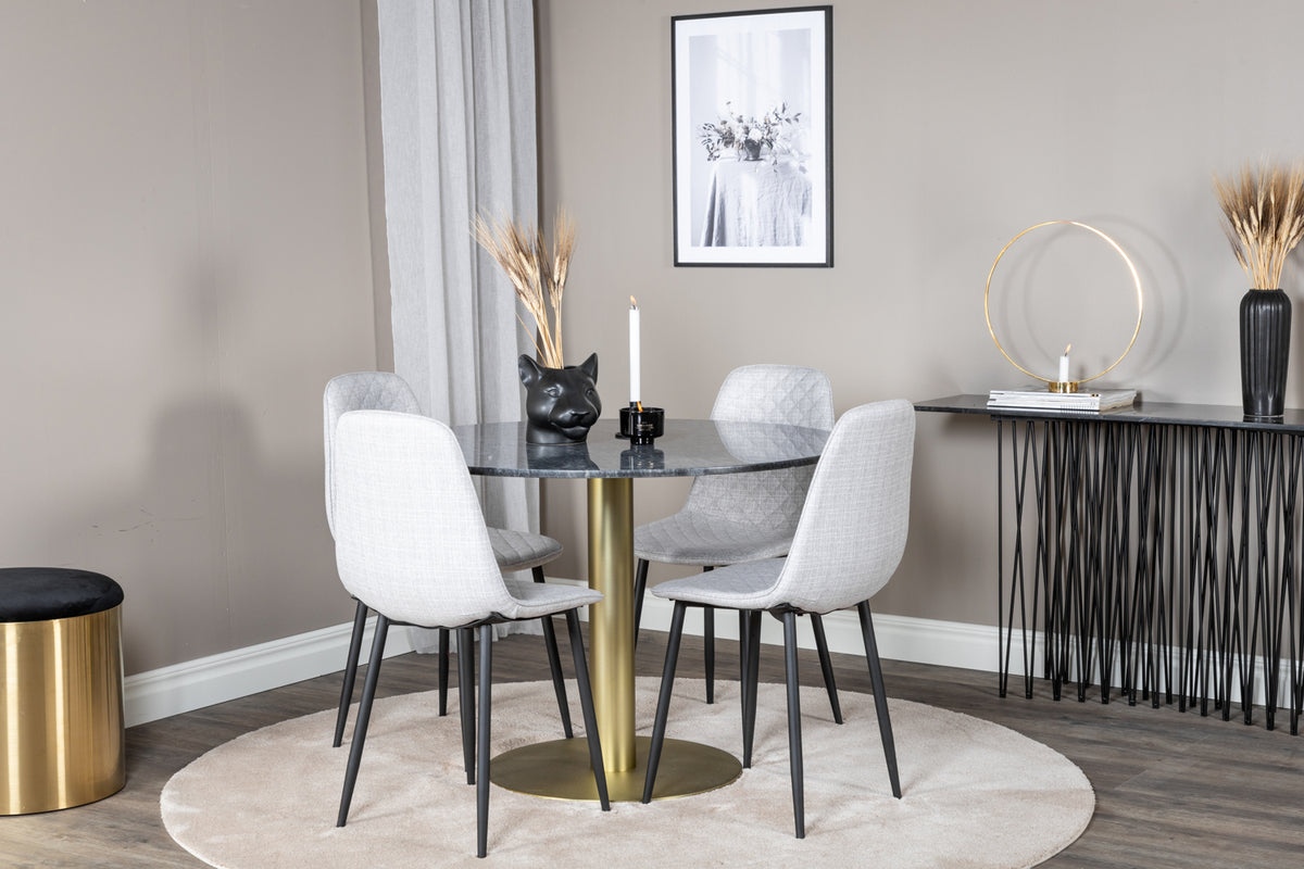 Dining Chair 2-pack Grey + Round Dining Table ø106 Dark Grey