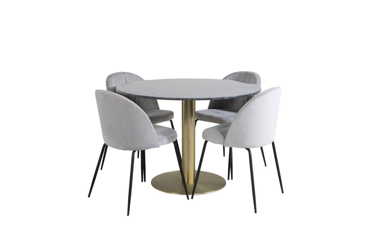 Dining Chair 2-pack Grey + Round Dining Table ø106 Dark Grey
