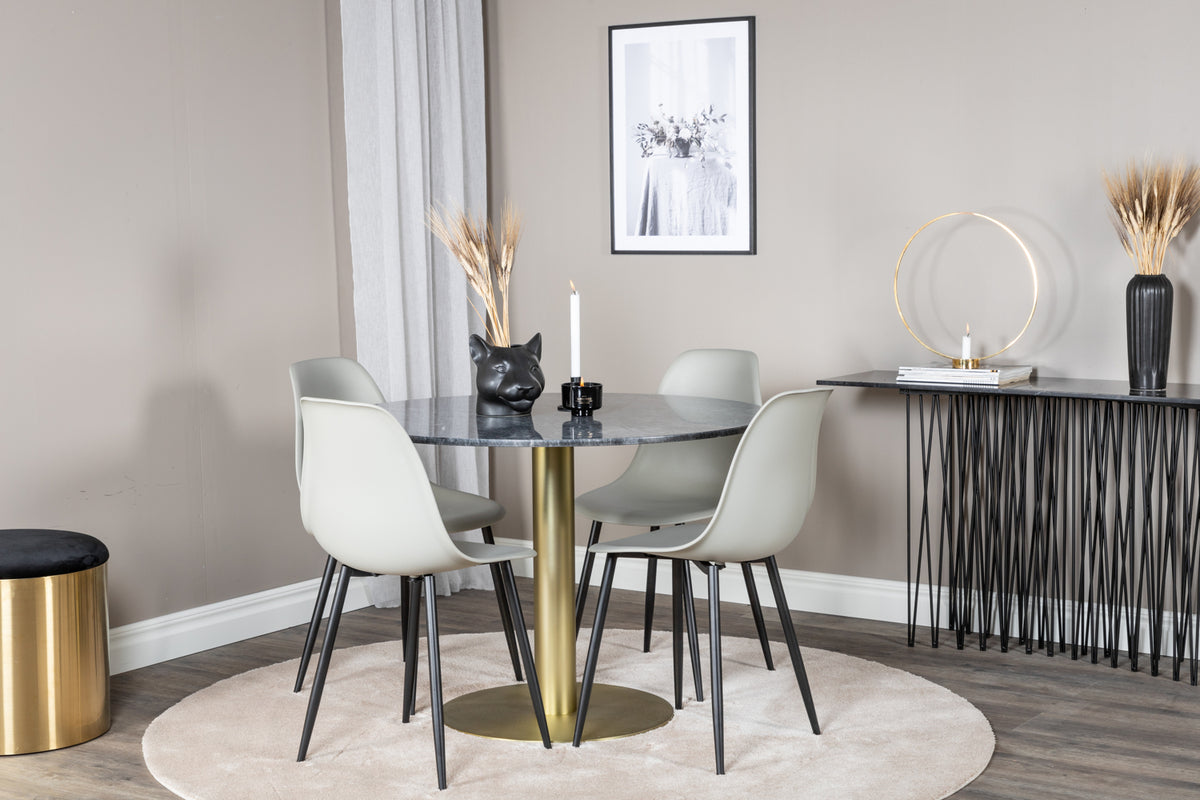 Dining Chair 2-pack Grey + Round Dining Table ø106 Dark Grey