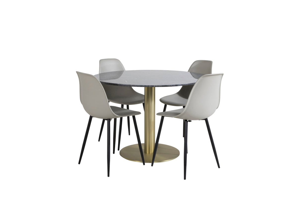 Dining Chair 2-pack Grey + Round Dining Table ø106 Dark Grey