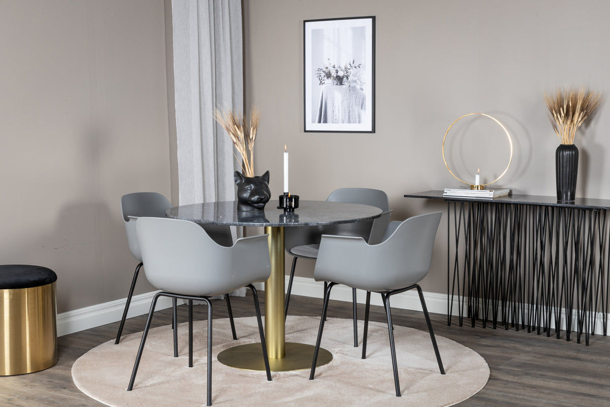 Dining Chair 2-pack Grey + Round Dining Table ø106 Dark Grey