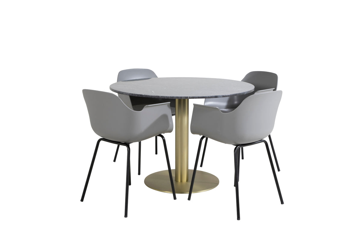 Dining Chair 2-pack Grey + Round Dining Table ø106 Dark Grey
