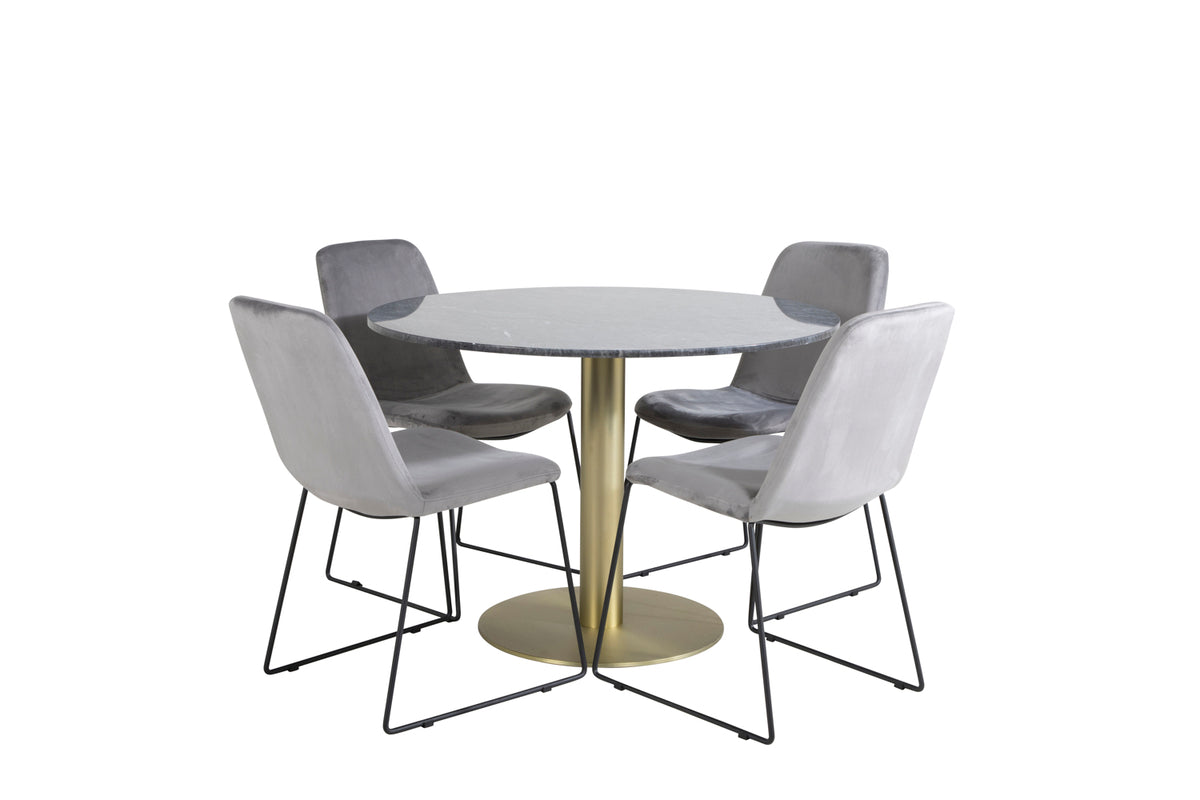 Dining Chair 2-pack Grey + Round Dining Table ø106 Dark Grey