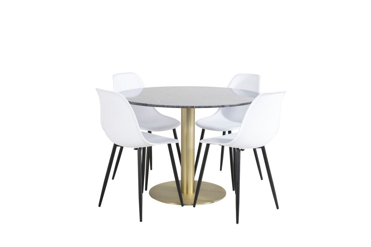 Dining Chair 2-pack White + Round Dining Table ø106 Dark Grey