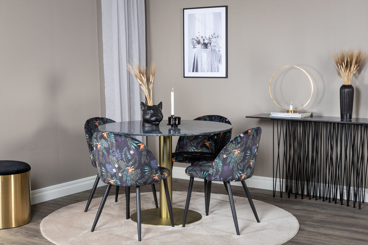 Dining Chair 2-pack Black + Round Dining Table ø106 Dark Grey