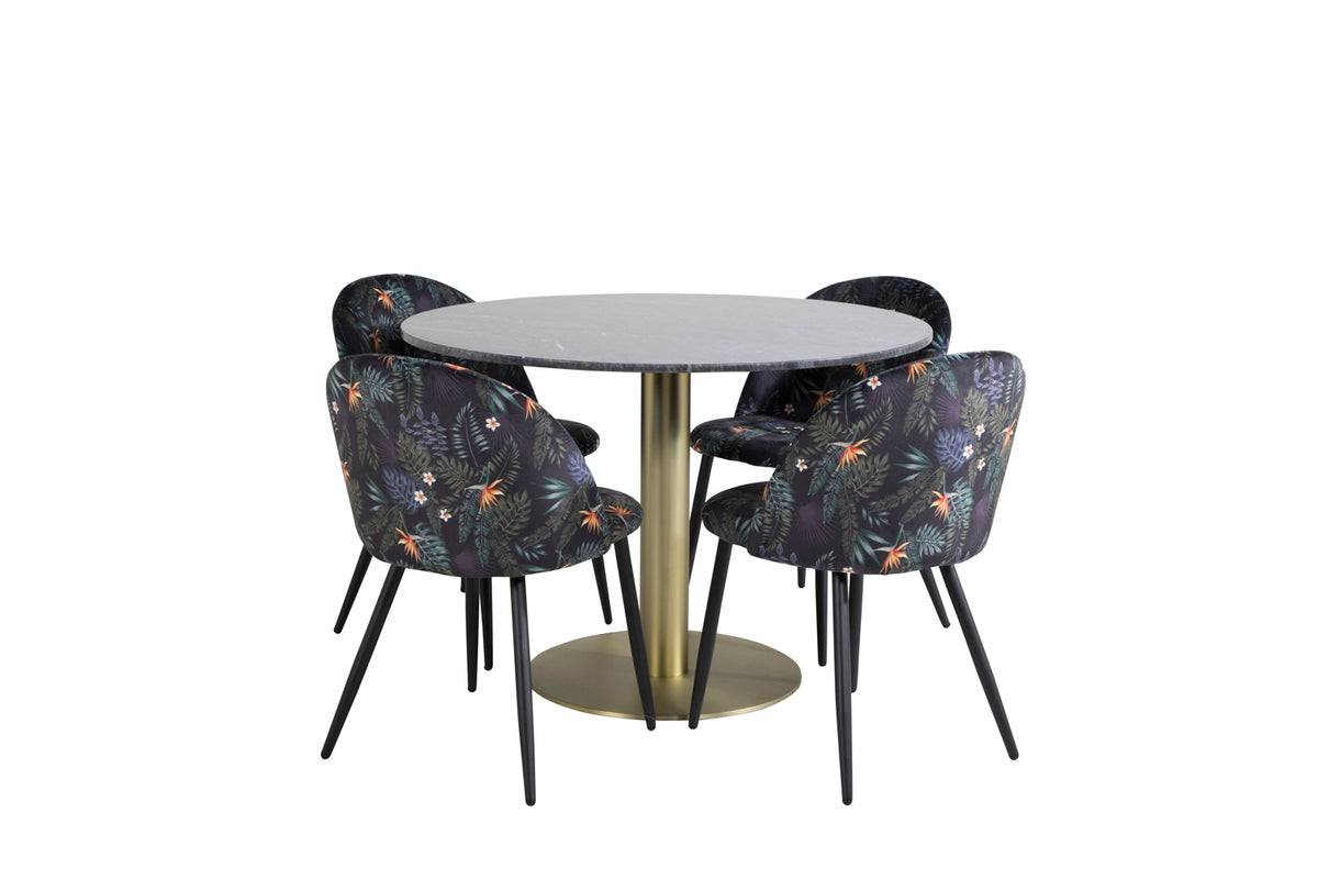Dining Chair 2-pack Black + Round Dining Table ø106 Dark Grey