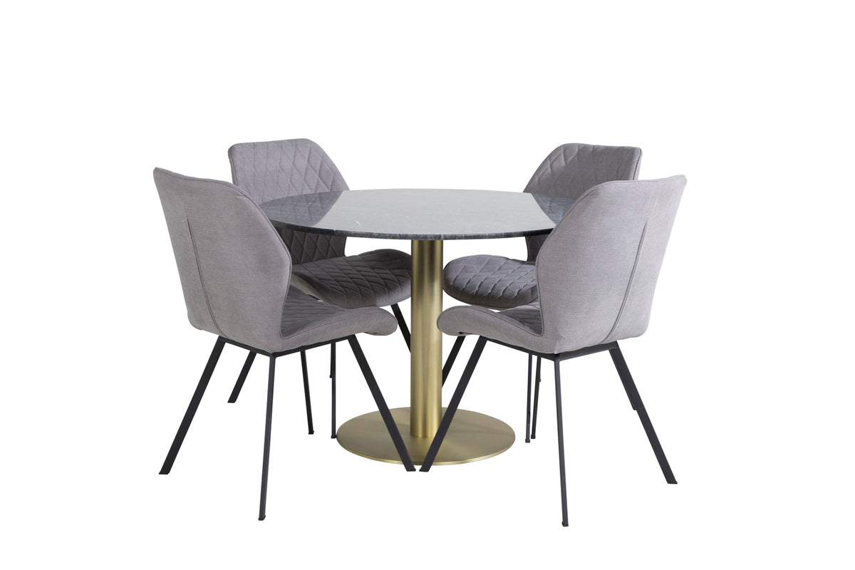 Dining Chair 2-pack Grey + Round Dining Table ø106 Dark Grey
