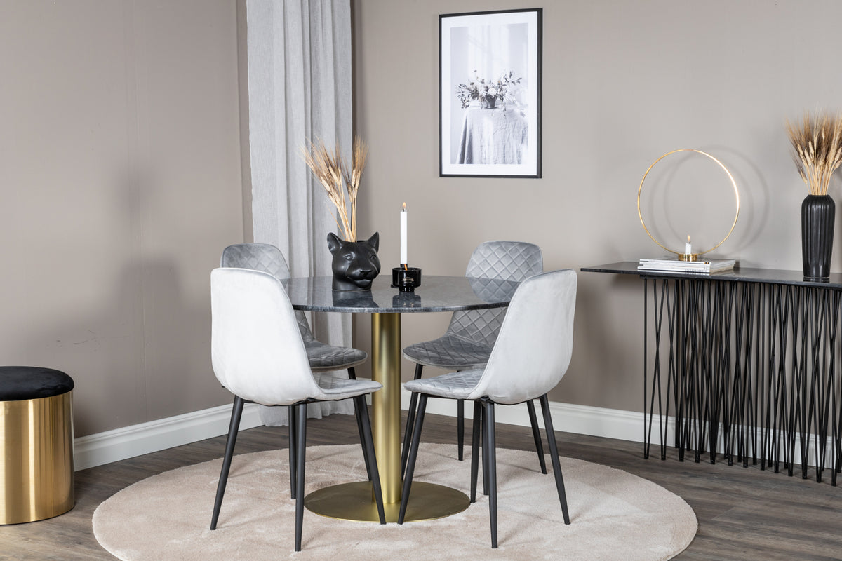 Dining Chair 2-pack Grey + Round Dining Table ø106 Dark Grey