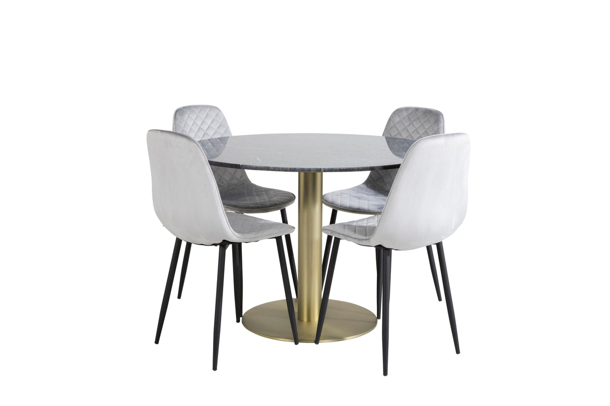 Dining Chair 2-pack Grey + Round Dining Table ø106 Dark Grey