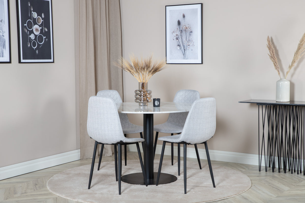 Dining Chair 2-pack Grey + Round Dining Table ø106 White