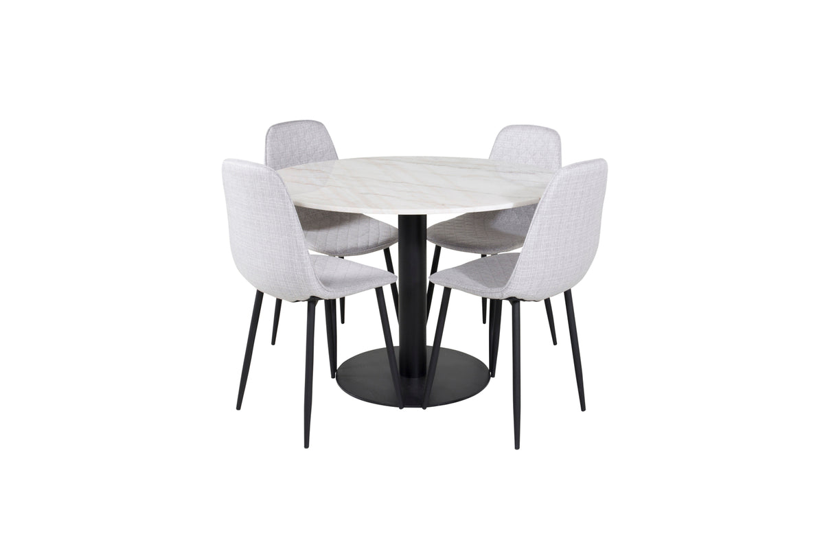 Dining Chair 2-pack Grey + Round Dining Table ø106 White