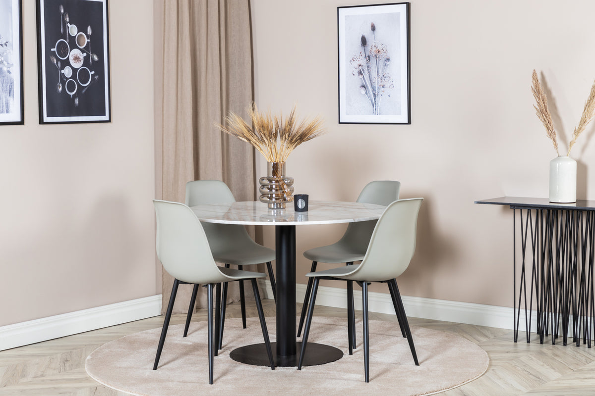 Dining Chair 2-pack Grey + Round Dining Table ø106 White