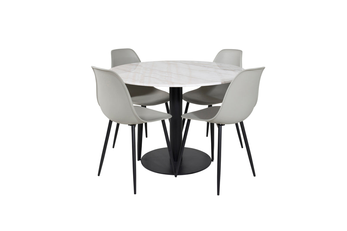 Dining Chair 2-pack Grey + Round Dining Table ø106 White