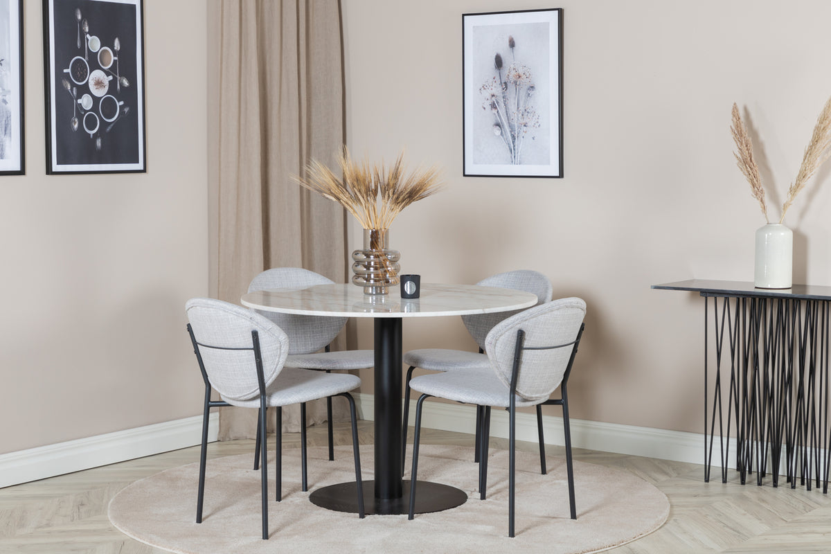 Dining Chair 2-pack Grey + Round Dining Table ø106 White
