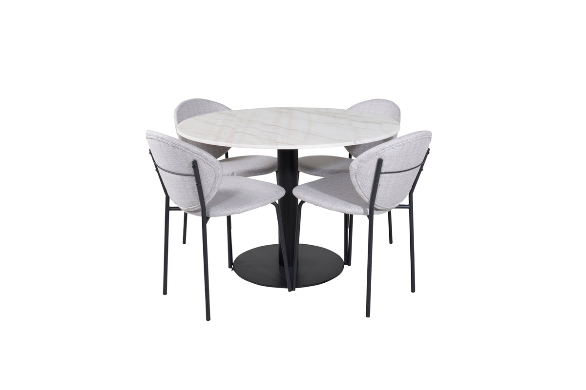 Dining Chair 2-pack Grey + Round Dining Table ø106 White