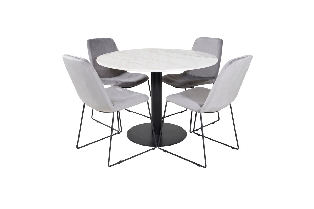 Dining Chair 2-pack Grey + Round Dining Table ø106 White