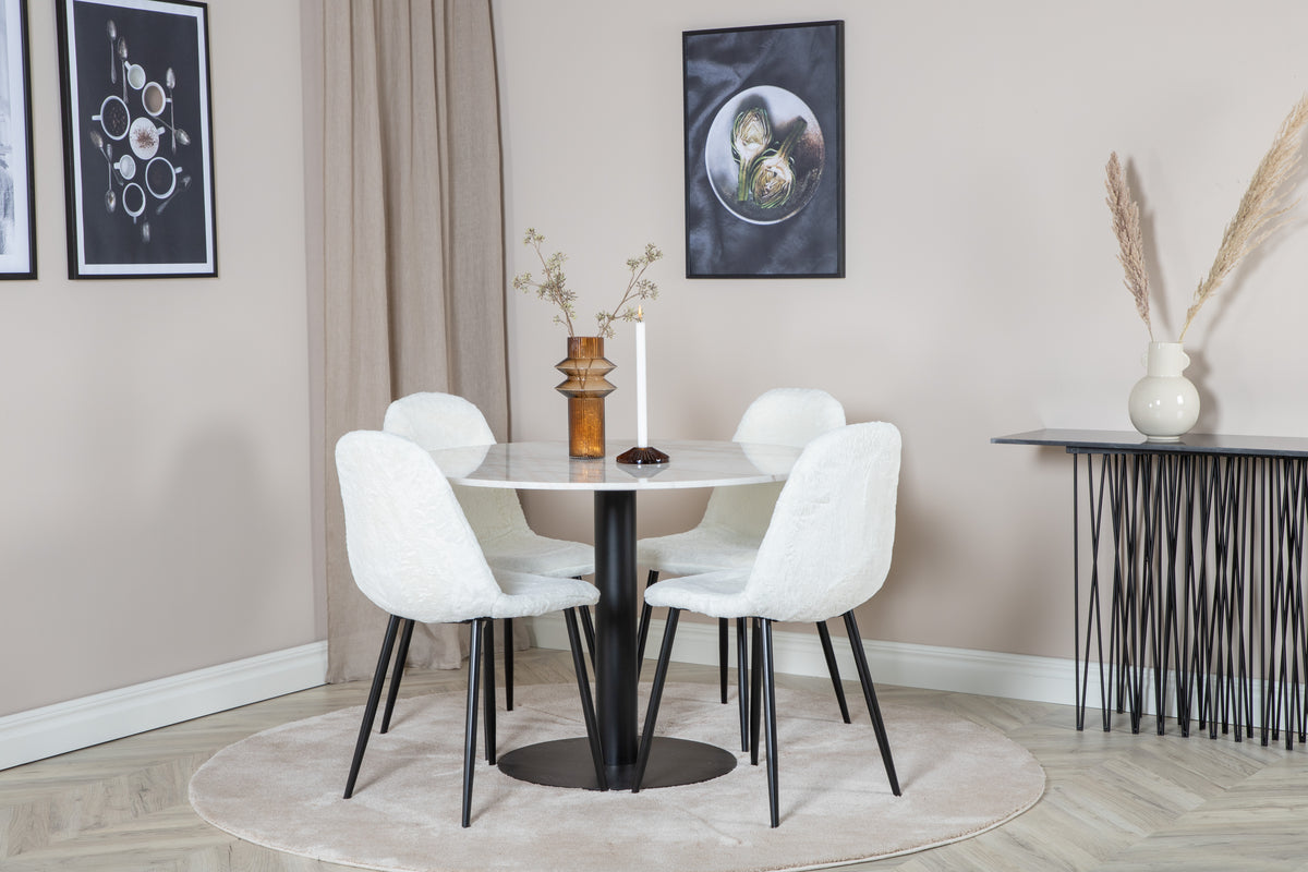 Dining Chair 2-pack White + Round Dining Table ø106 White