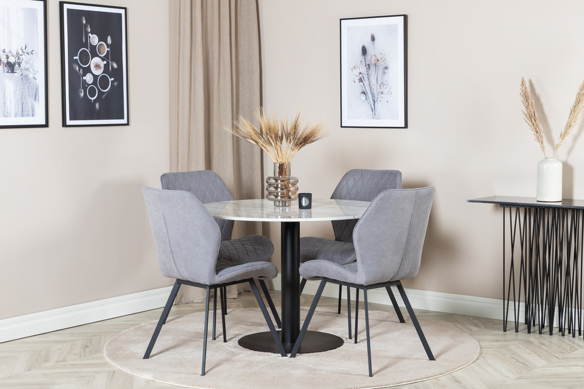 Dining Chair 2-pack Grey + Round Dining Table ø106 White