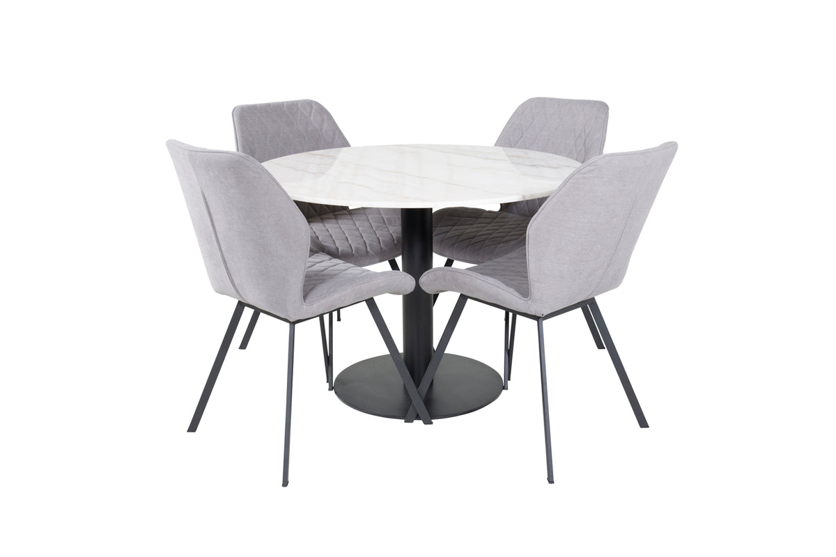 Dining Chair 2-pack Grey + Round Dining Table ø106 White