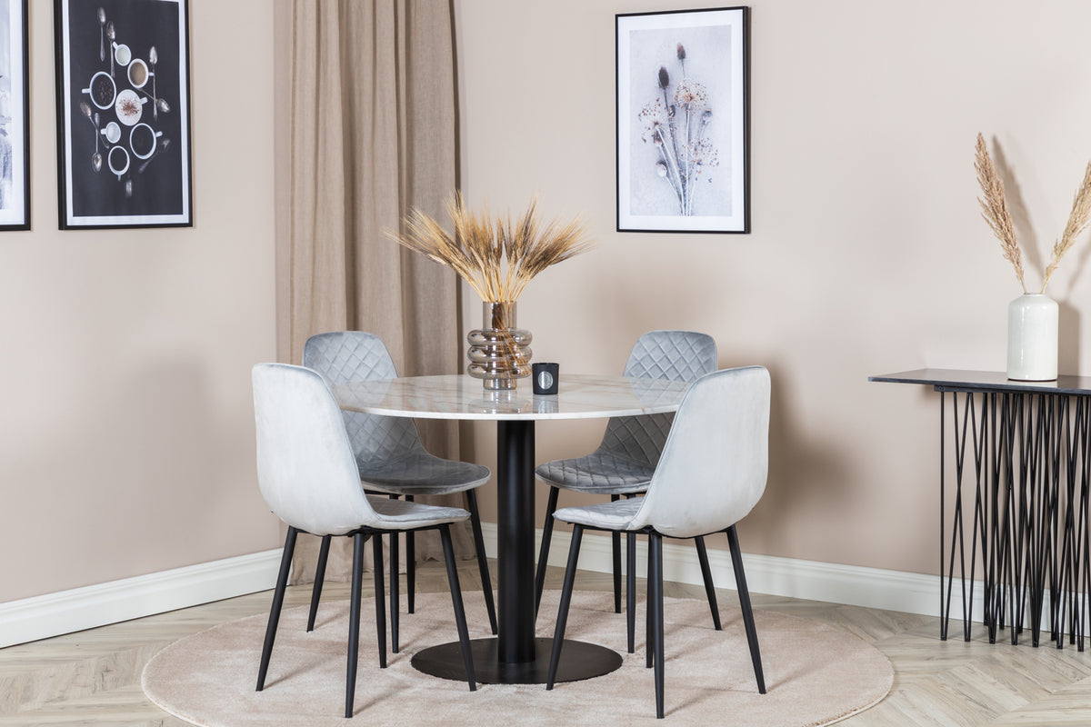 Dining Chair 2-pack Grey + Round Dining Table ø106 White