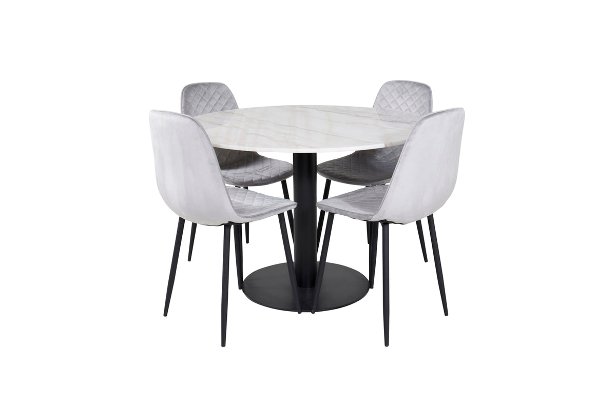 Dining Chair 2-pack Grey + Round Dining Table ø106 White