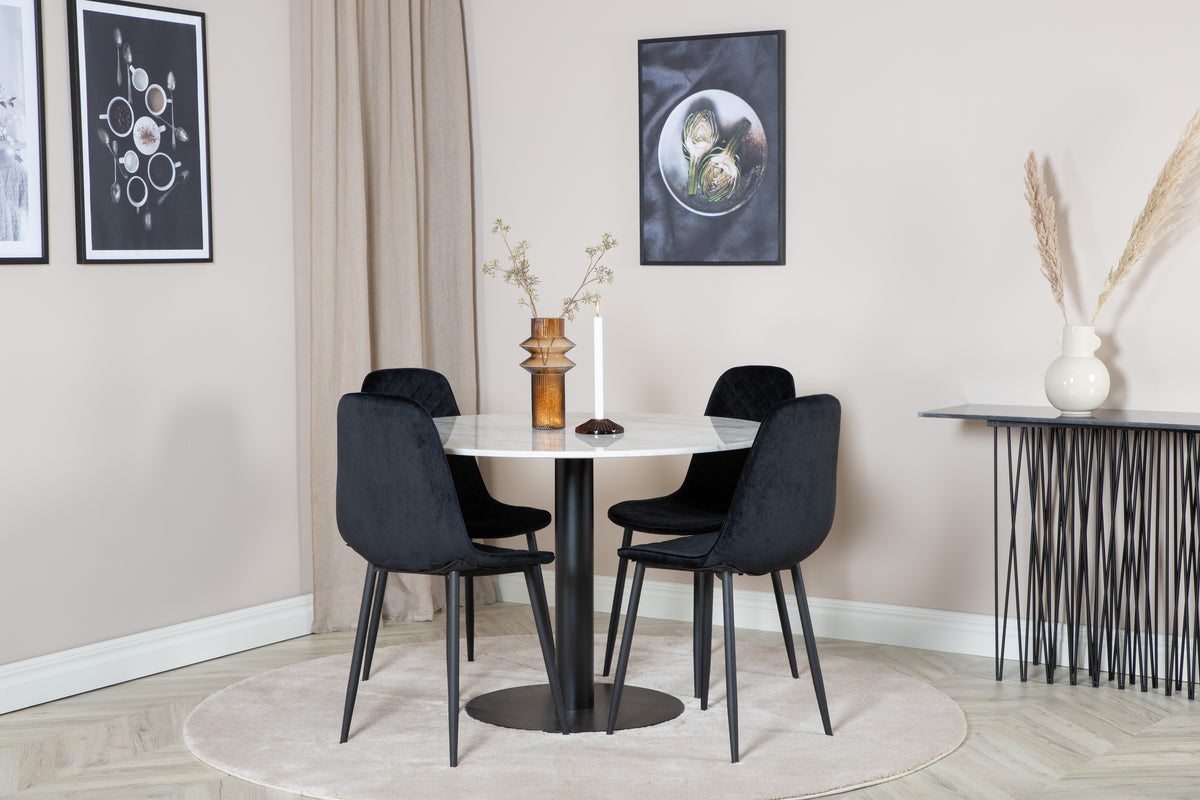 Dining Chair 2-pack Black + Round Dining Table ø106 White