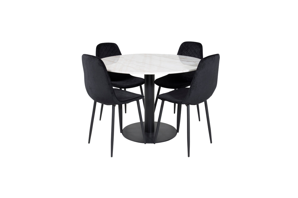 Dining Chair 2-pack Black + Round Dining Table ø106 White