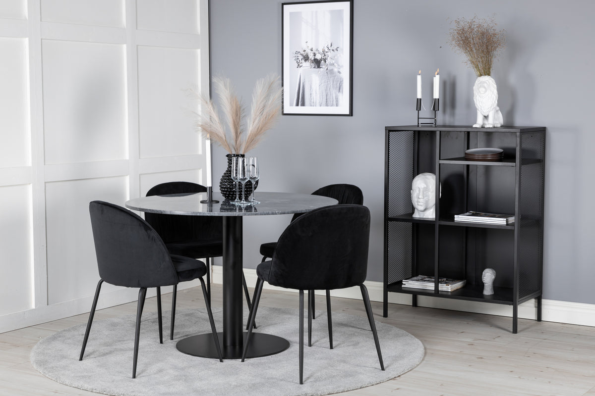 Dining Chair 2-pack Black + Round Dining Table ø106 Dark Grey