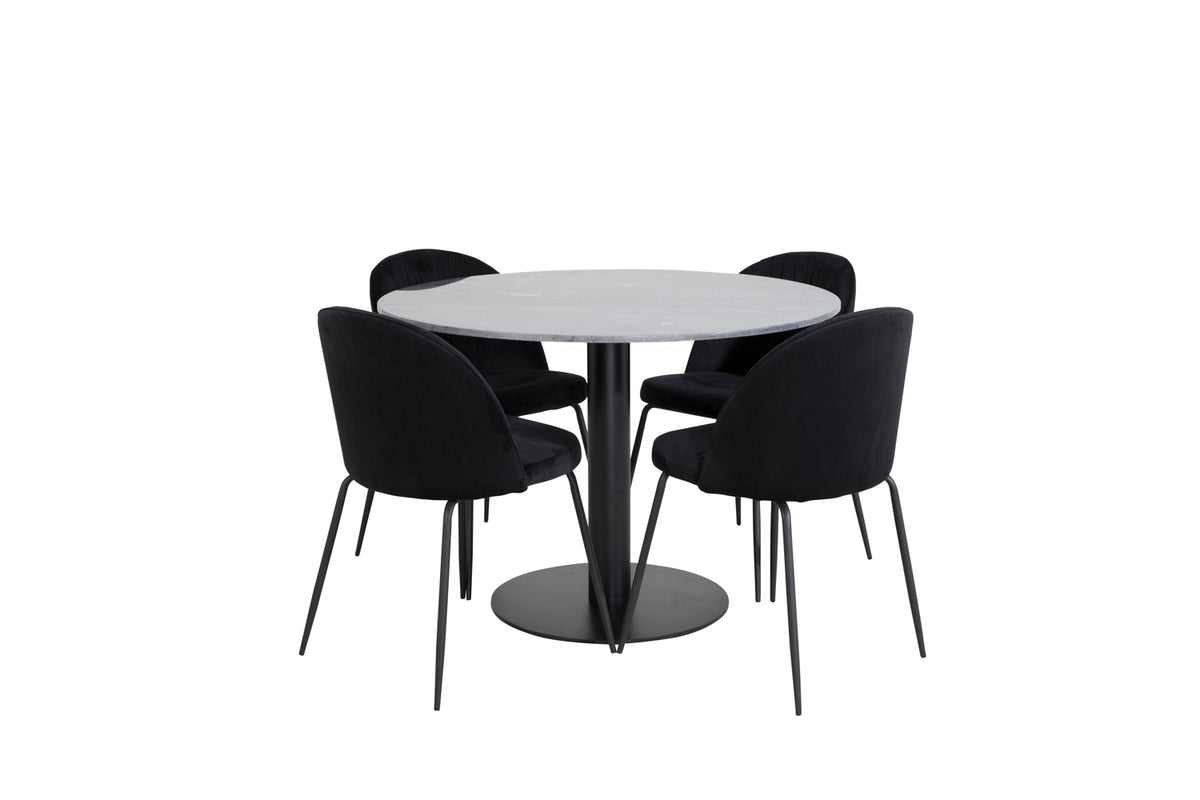 Dining Chair 2-pack Black + Round Dining Table ø106 Dark Grey