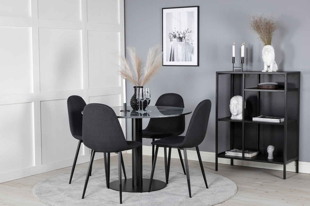 Dining Chair 2-pack Black + Round Dining Table ø106 Dark Grey