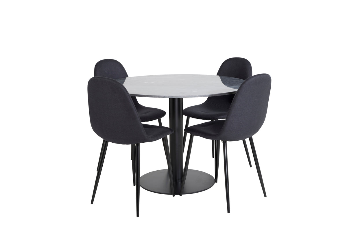 Dining Chair 2-pack Black + Round Dining Table ø106 Dark Grey