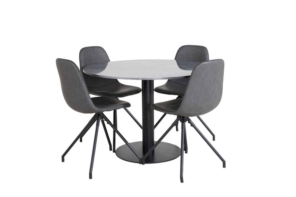 Dining Chair 2-pack Black + Round Dining Table ø106 Dark Grey