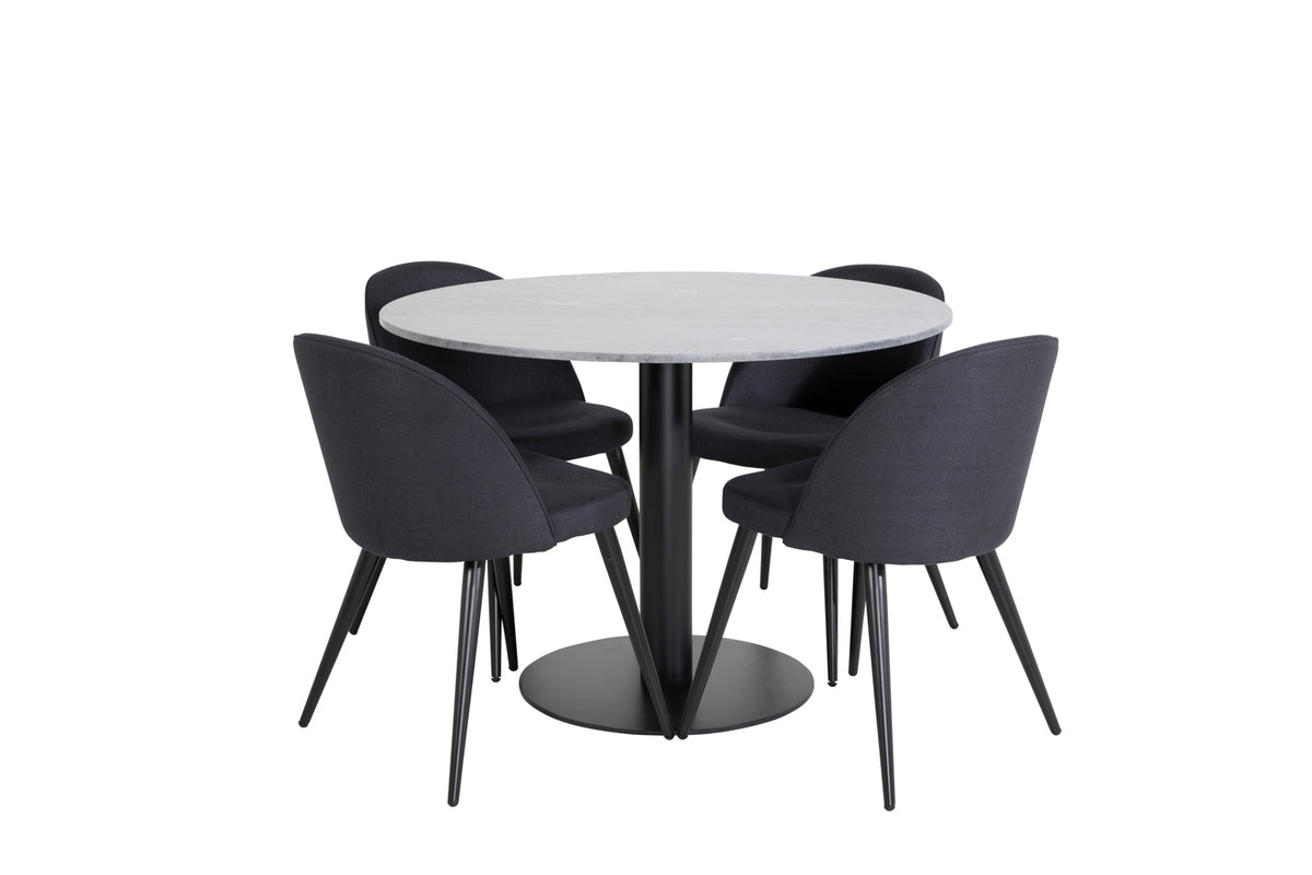 Dining Chair 2-pack Black + Round Dining Table ø106 Dark Grey