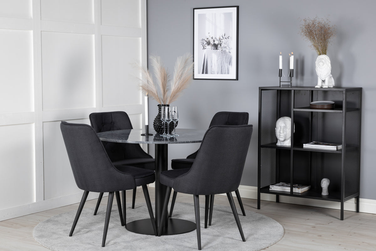 Round Dining Table ø106 Dark Grey + Dining Chair 2-pack Black