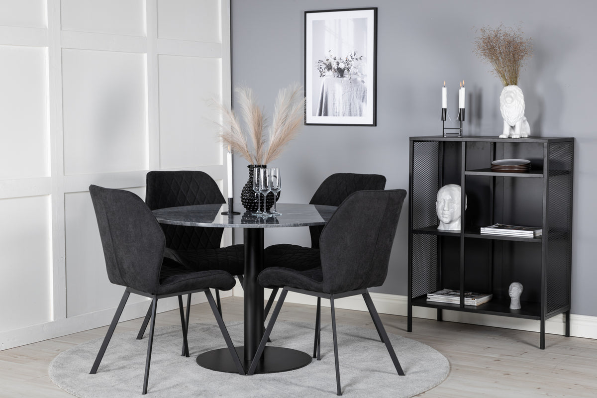 Dining Chair 2-pack Black + Round Dining Table ø106 Dark Grey