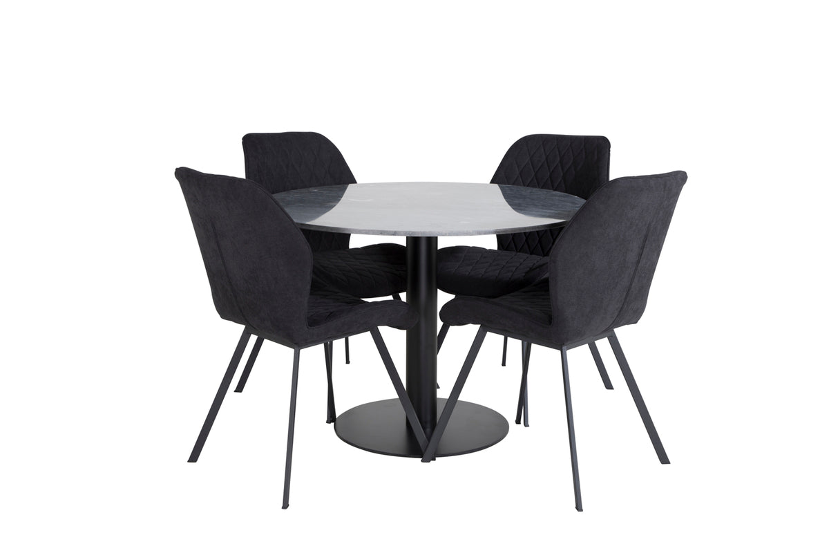 Dining Chair 2-pack Black + Round Dining Table ø106 Dark Grey