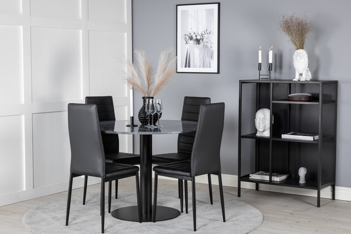 Dining Chair 2-pack Black + Round Dining Table ø106 Dark Grey