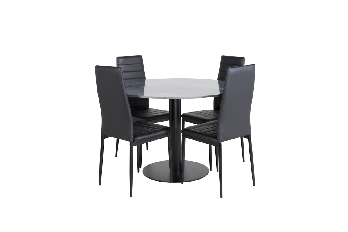 Dining Chair 2-pack Black + Round Dining Table ø106 Dark Grey